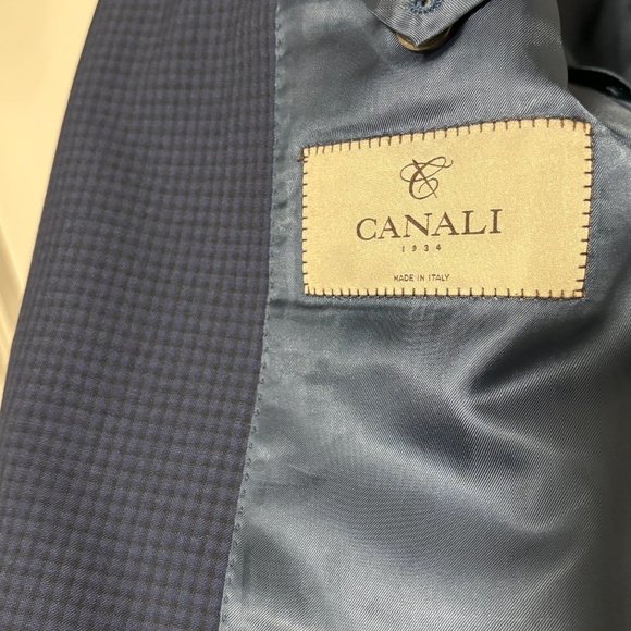 Canali Bue Checked Wool Sport Coat/ Blazer 44/46 Made in Italy - Picture 9 of 12